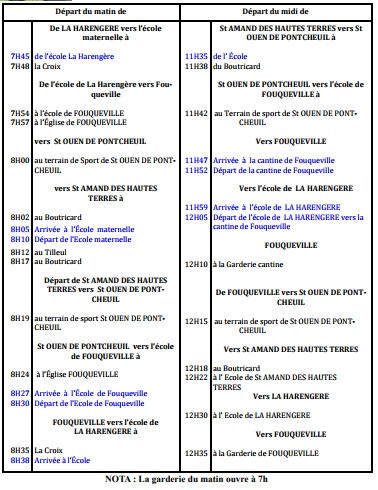 Horaires du car